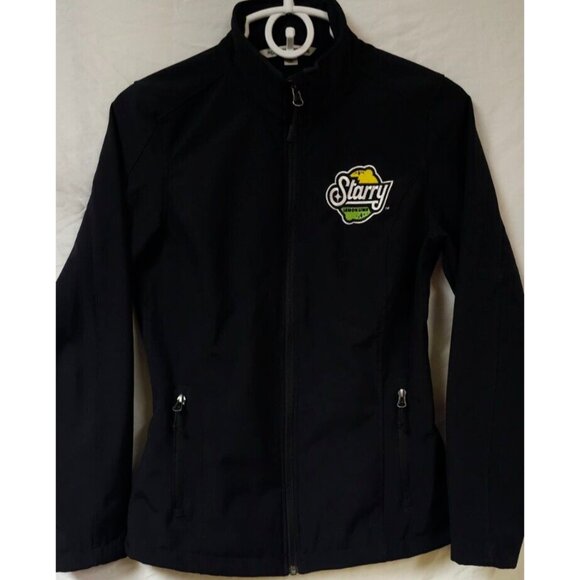 Port Authority Ladies Small Black Starry Lemon Lime Embroidered Zip UP Jacket - Picture 1 of 11